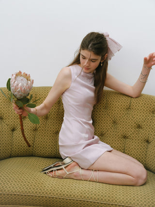 Glossy Bow Mini Dress