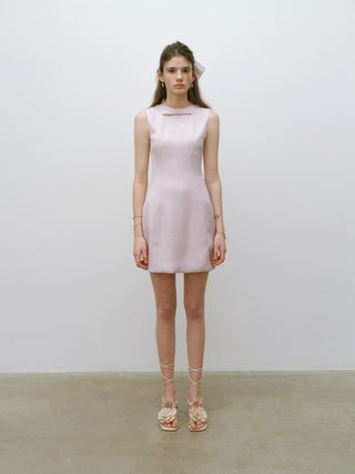 Glossy Bow Mini Dress