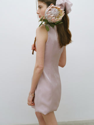 Glossy Bow Mini Dress