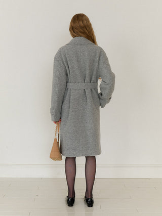 Gray One-Button Wool Coat