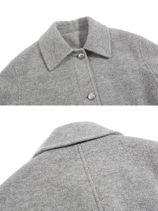Gray One-Button Wool Coat