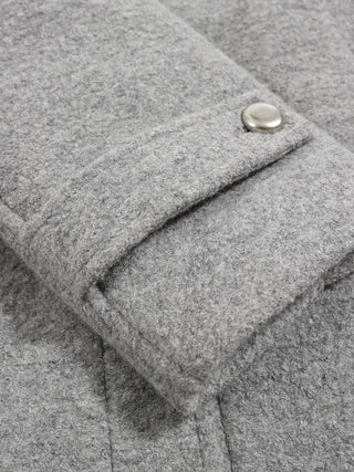 Gray One-Button Wool Coat