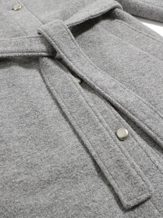 Gray One-Button Wool Coat