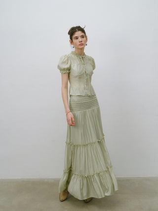 Greenery Smocked Long Skirt