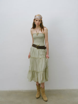 Greenery Smocked Long Skirt