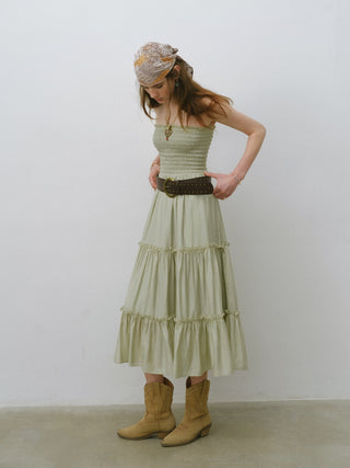 Greenery Smocked Long Skirt