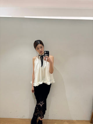 Halter neck tie blouse