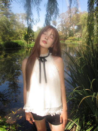 Halter neck tie blouse