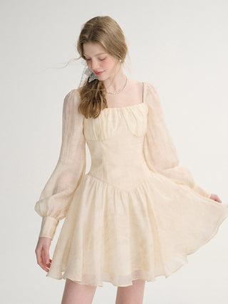 Haze Square Neck Mini Dress Cream