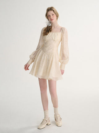 Haze Square Neck Mini Dress Cream