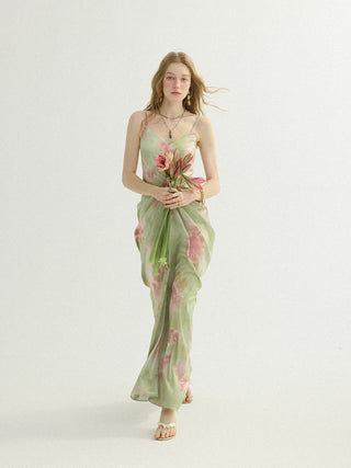 Herb Garden Shirring Maxi Dress