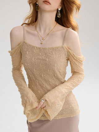 Honey Beige Off-shoulder Top