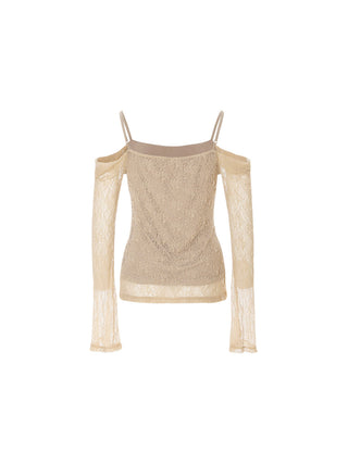 Honey Beige Off-shoulder Top