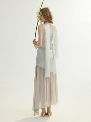 Ice Glossy Tie Maxi Dress