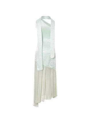 Ice Glossy Tie Maxi Dress