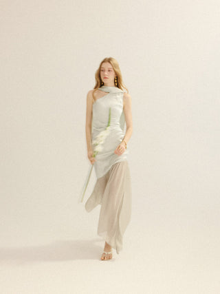 Ice Glossy Tie Maxi Dress