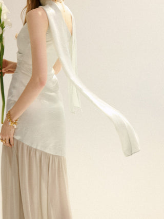 Ice Glossy Tie Maxi Dress