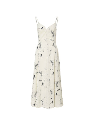 Ink Flow Long Dress – Elegant V-neck dress with adjustable straps