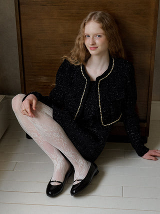 Lace Mesh Tights – floral semi-sheer lace tights in White or Black