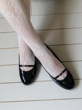 Lace Mesh Tights – floral semi-sheer lace tights in White or Black