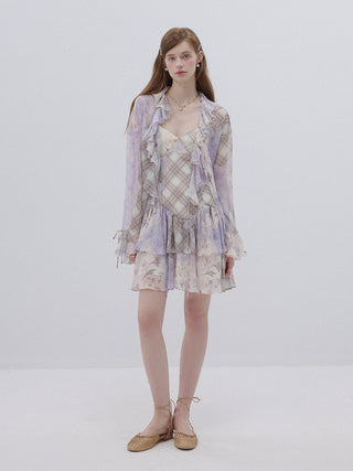 Lavender Floral Patchwork Mini Dress