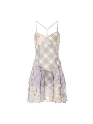 Lavender Floral Patchwork Mini Dress