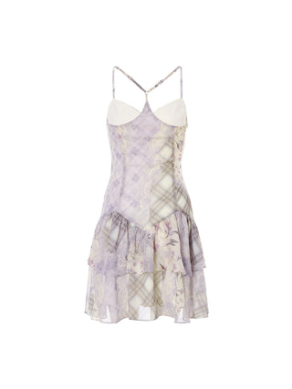 Lavender Floral Patchwork Mini Dress