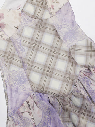 Lavender Floral Patchwork Mini Dress