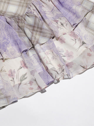 Lavender Floral Patchwork Mini Dress
