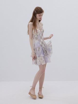 Lavender Floral Patchwork Mini Dress