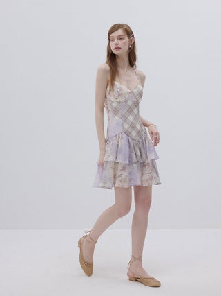 Lavender Floral Patchwork Mini Dress