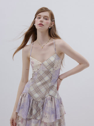 Lavender Floral Patchwork Mini Dress