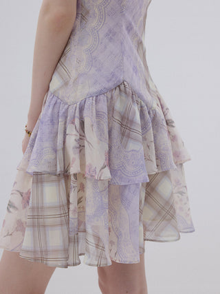 Lavender Floral Patchwork Mini Dress