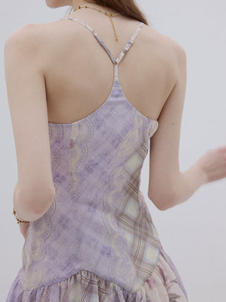 Lavender Floral Patchwork Mini Dress