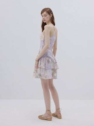 Lavender Floral Patchwork Mini Dress