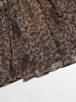 Leopard Rose Ruffle Maxi Dress