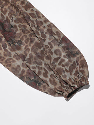 Leopard Rose Ruffle Maxi Dress