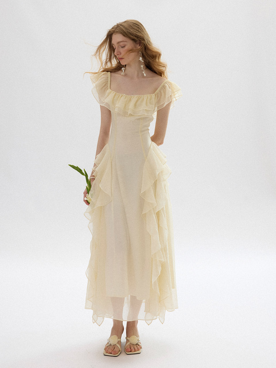 Lumiere Ruffle Long Dress Romantic Elegance for Special Occasions L Lumiere Ruffle Long Dress Romantic Elegance for Special Occasions L