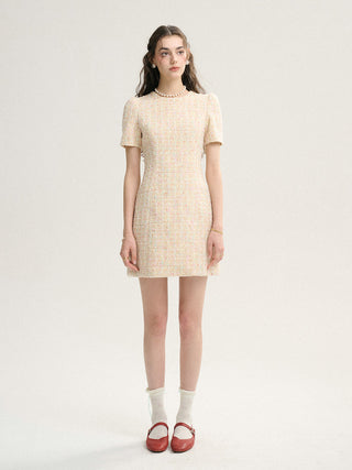 Macaron Tweed Mini Dress
