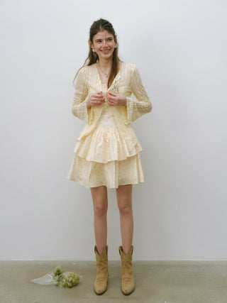 Mellow Butter Tiered Mini Dress