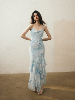 Merci Chain Drop Dress — elegant evening outfit.