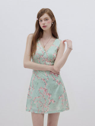 Mint Blossom Mini Dress