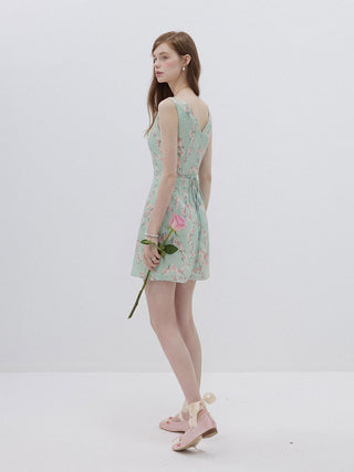 Mint Blossom Mini Dress