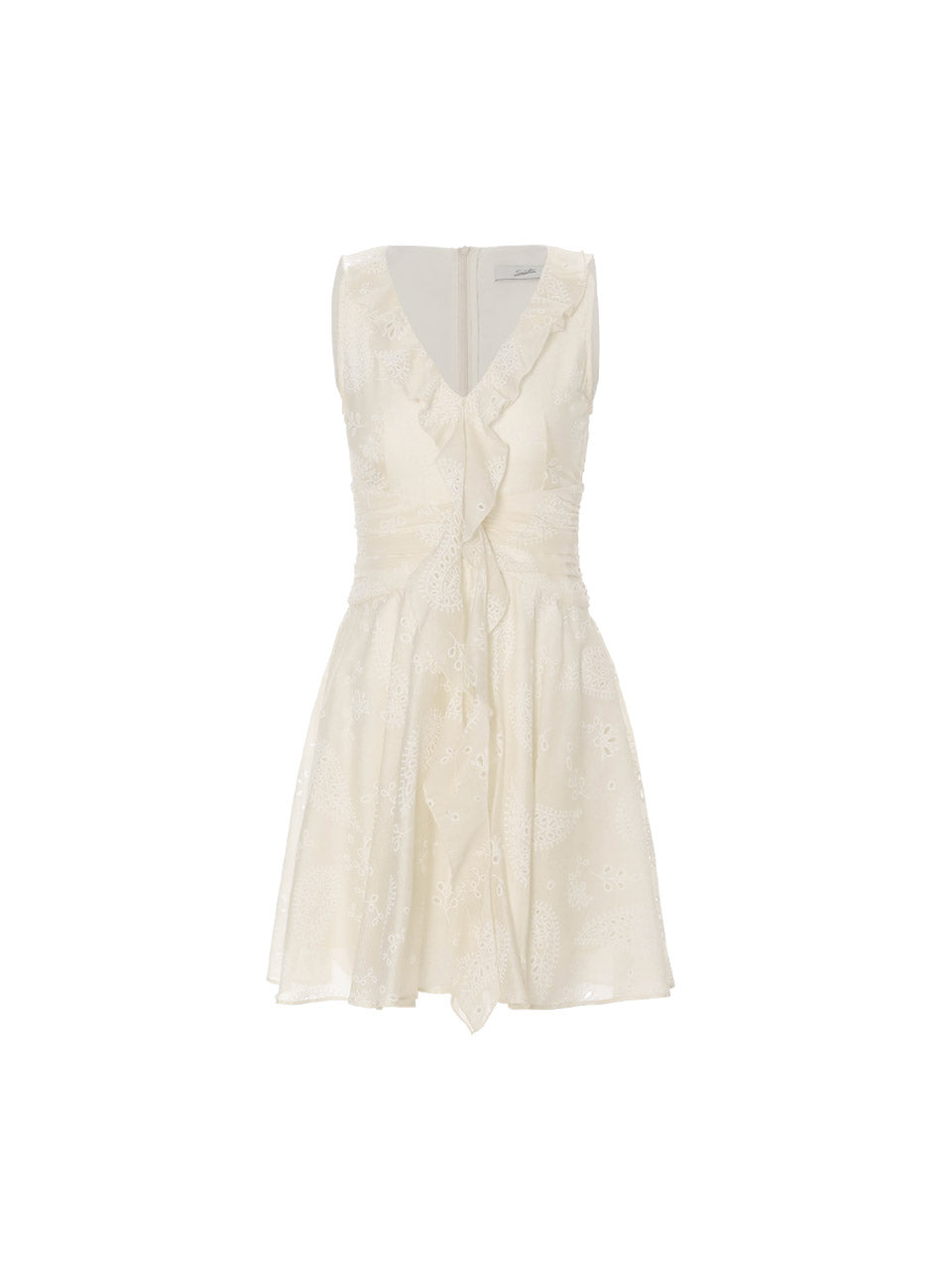 ● SINCETHEN ● Cream Beige Ruffled Mini Dress Cream Beige Ruffle Mini Dress – Romantic Spring Style