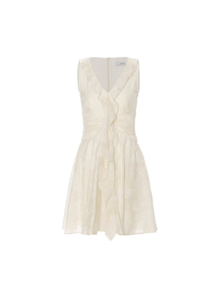 Mini dress with v neckline and layered ruffles, perfect for adding charm to everyday moments