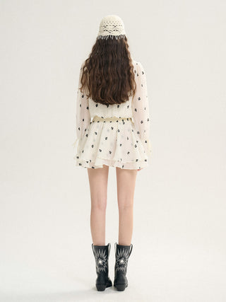 Monochrome Petals Mini Dress