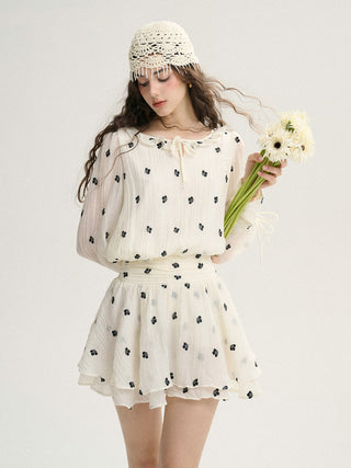 Monochrome Petals Mini Dress