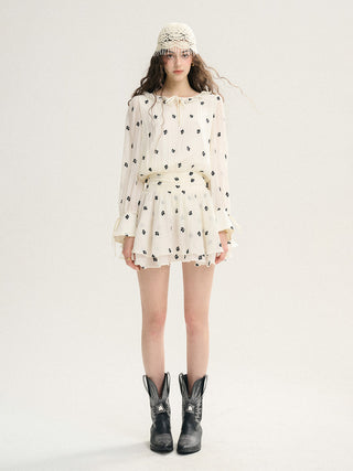 Monochrome Petals Mini Dress