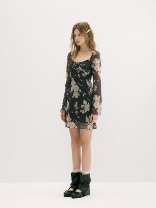 Noirvelle Rosette Mini Dress