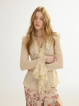 Oat Lace Blouse Set
